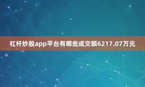 杠杆炒股app平台有哪些成交额6217.07万元