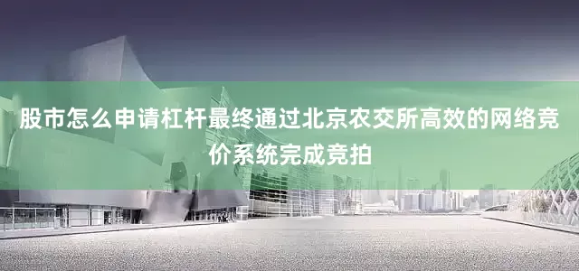 股市怎么申请杠杆最终通过北京农交所高效的网络竞价系统完成竞拍